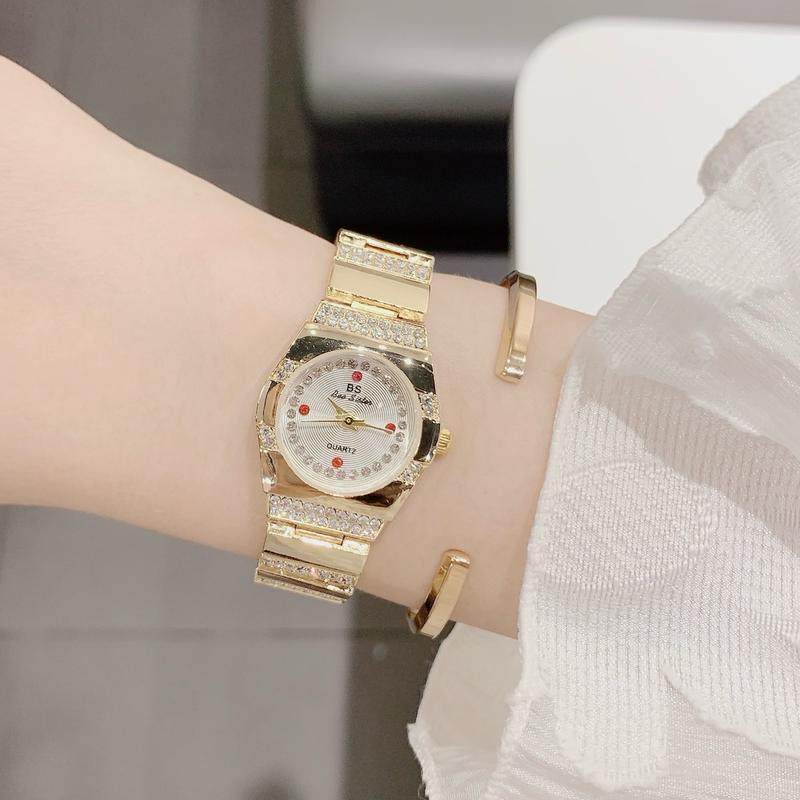 Đồng Hồ Nữ BS Mạ Gương Số Đá Đỏ 3 Màu Lựa Chọn