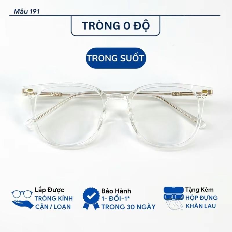 Kính mắt thời trang gọng kính mắt kính vuông không độ nữ nam cao cấp chống ánh sáng xanh thay được tròng kính cận phong cách Hàn Quốc 191 3