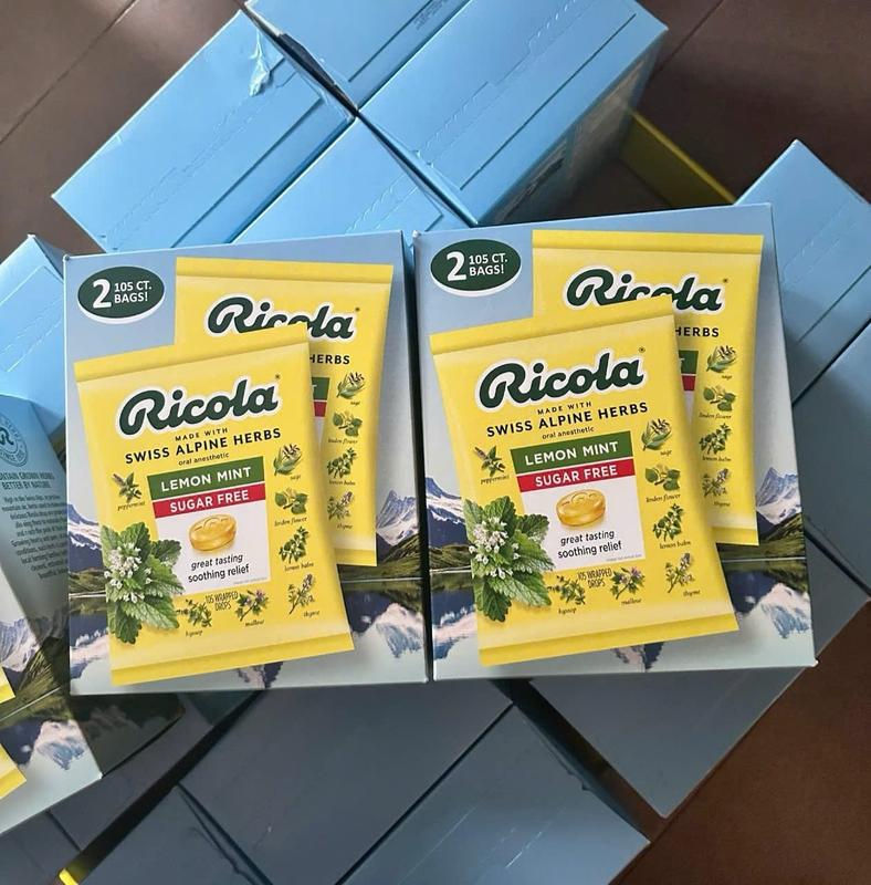 ( 1 gói lẻ) Kẹo Ngậm Thảo Mộc Không Đường Ricola Lemon Mint - 105 viên Candy 0