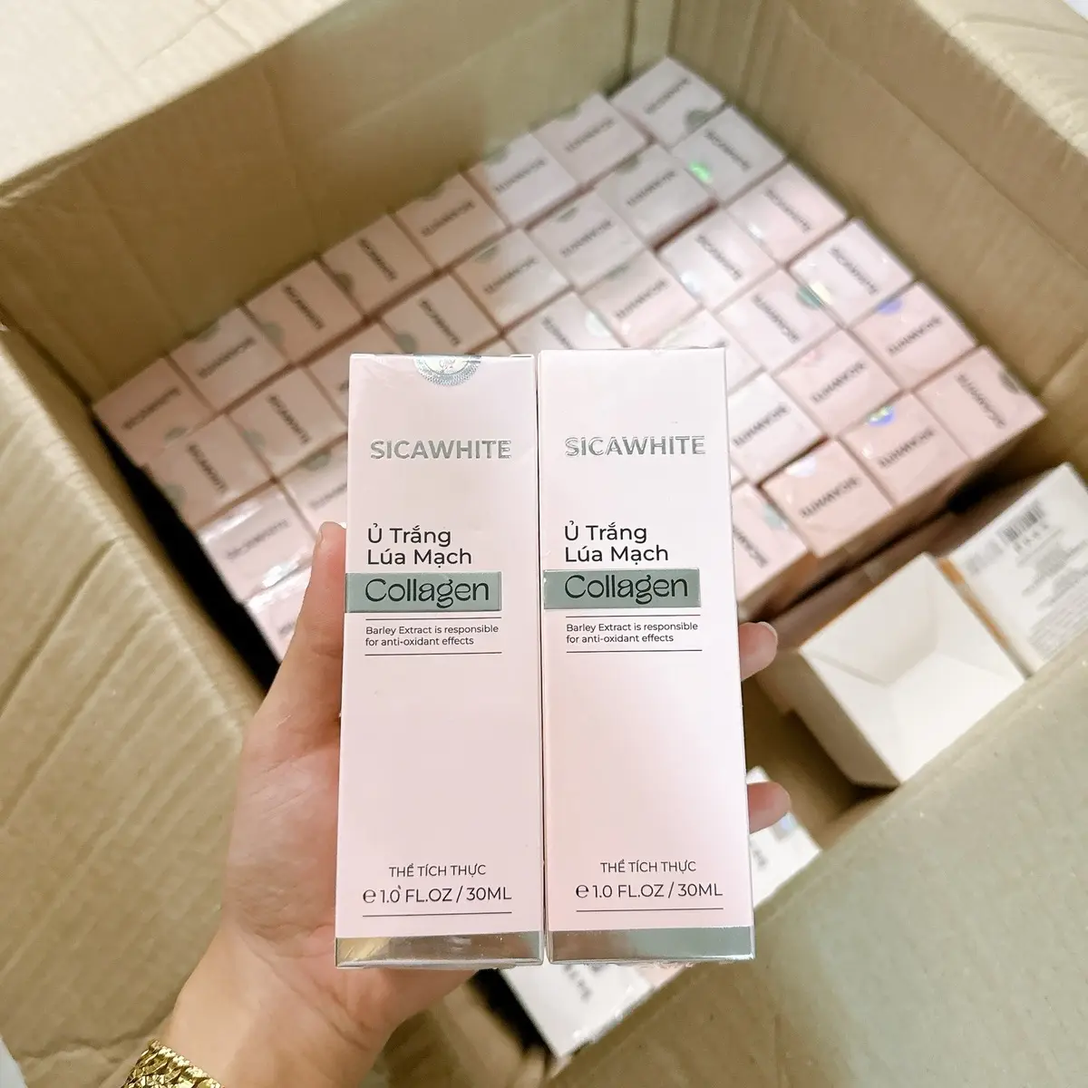 ￼Mặt Nạ Kem Ủ Trắng Lúa Mạch Collagen Sica White 30Ml, Hỗ Trợ Trắng Sáng, Chăm Sóc Da Sica White hàng chính hãng