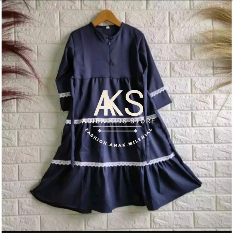 gamis renda anak usia 5sampai 12 tahun Kerudung Motif Muslim Nyaman Dress Syari Tanggung Baju Remaja 2