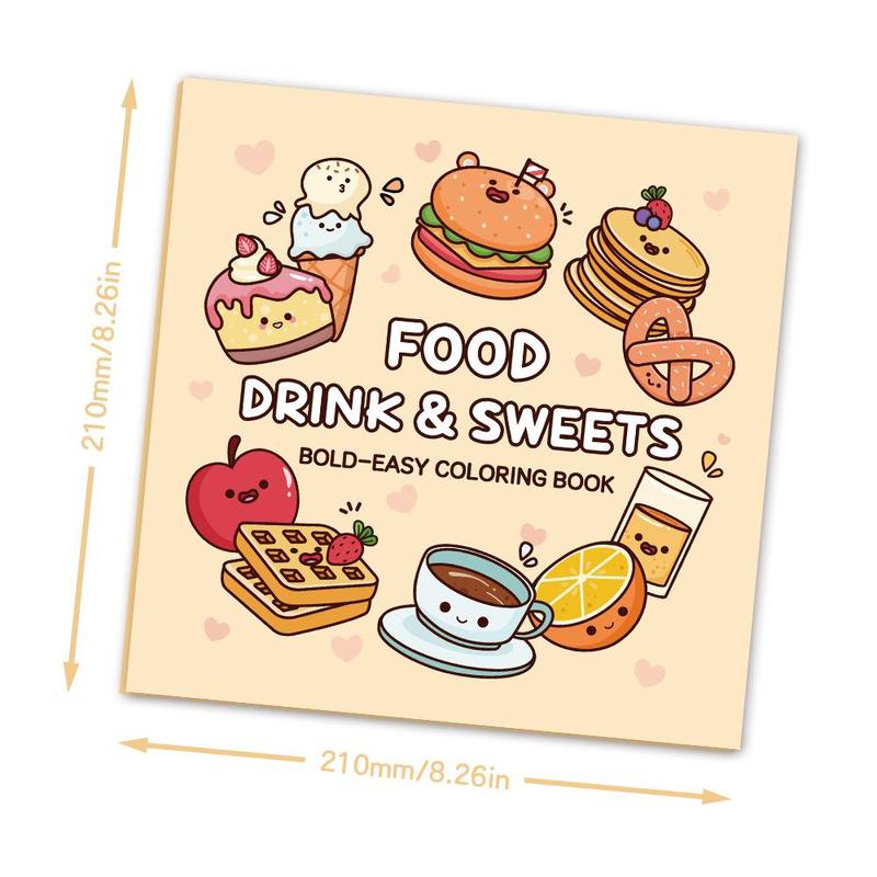 Food Drink Pattern Coloring Book, Bread and Sweets Coloring Book, Bold and Easy Coloring Book, Simple and Large Design Coloring Book for Adults & Teens 1