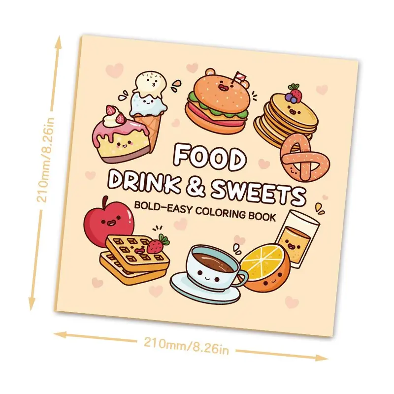 Food Drink Pattern Coloring Book, Bread and Sweets Coloring Book, Bold and Easy Coloring Book, Simple and Large Design Coloring Book for Adults & Teens 1