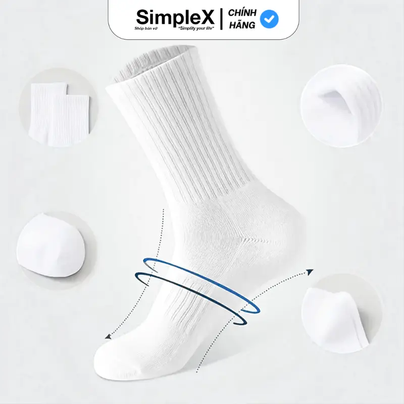 [SimpleX][PREMIUM][SET 10 ĐÔI + TẶNG 1] Tất Vớ Nam Nữ Trơn Unisex Cổ cao, Cổ Trung, Cổ Thấp 2