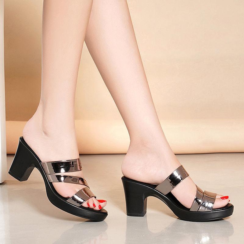 Giày Cho Mẹ Trung Niên, Không Trơn Trượt, Dép Lê, Thời Trang, Dành Cho Nữ, Ngoại Cỡ, Gót Khối Chunky, Hàng Mới Về 2024, Thích Hợp Cho Mùa Hè DéP Shoes 4