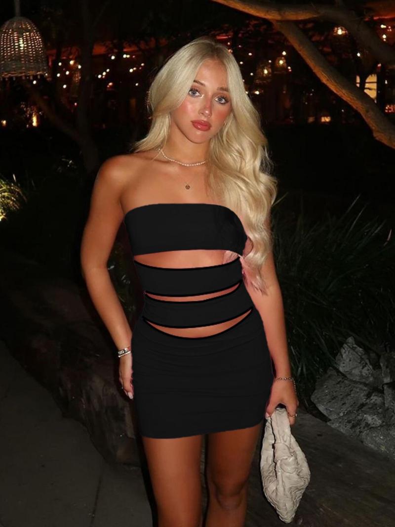 Product Introduction of Women's Solid Color Tube Dress, Fashion Casual Bodycon Dress for Party Club Dating Wear, Women Dress for Summer 1