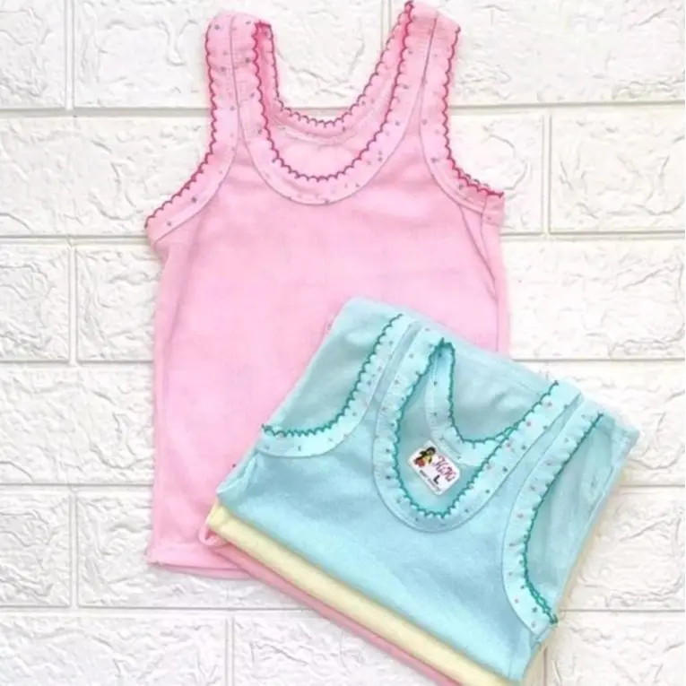 Labeling Singlet Bayi Anak 12 Pcs Warna Biru Kuning Pink Size S-M-L-XL Motif Tutul - Newborn 2