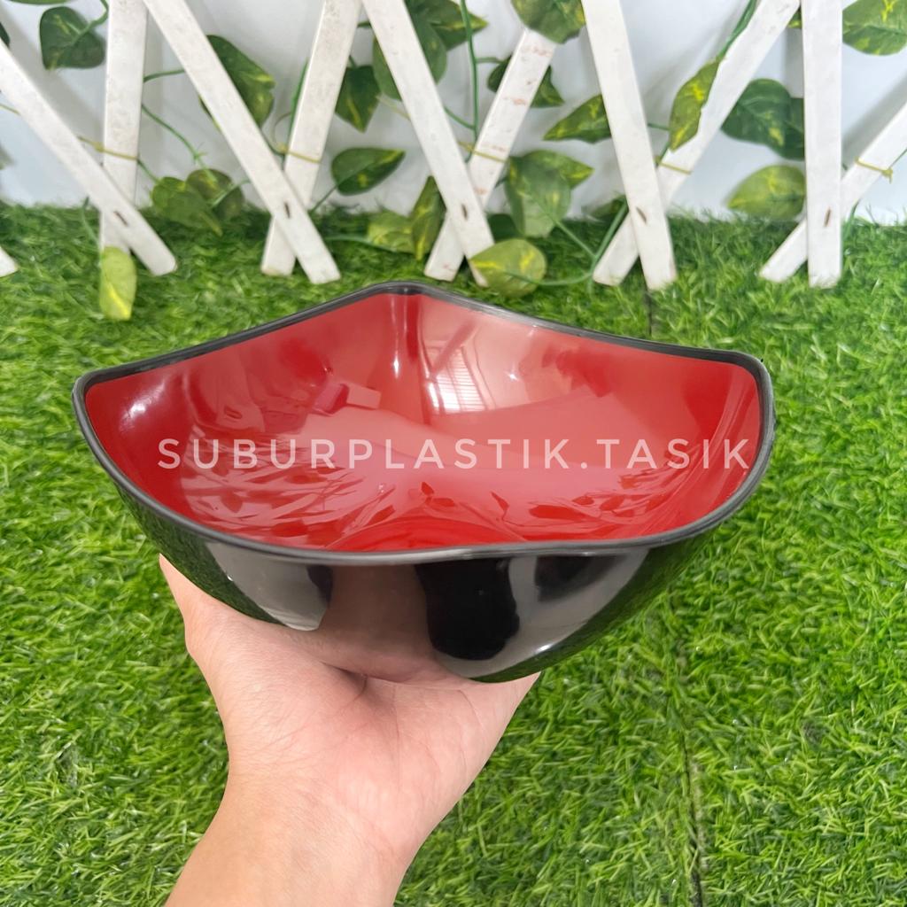 [12 pcs] Mangkuk Ramen Plastik Sozu Segi XL Cornelius 586 Hitam Merah Tahan Panas Lengkung Jumbo