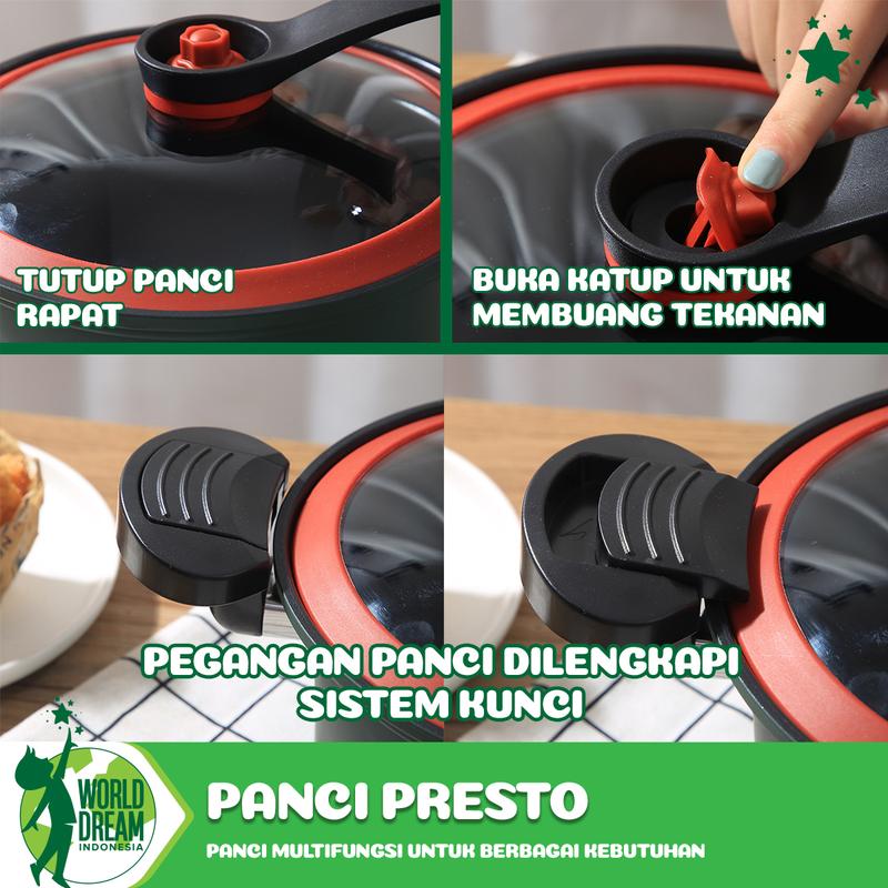 Product Introduction of COD WORLD DREAM Panci Presto Teflon 3.5L Anti Lengket High Quality Panci Teflon 22cm Totipotent Pot Micro Pressure Cooker 7