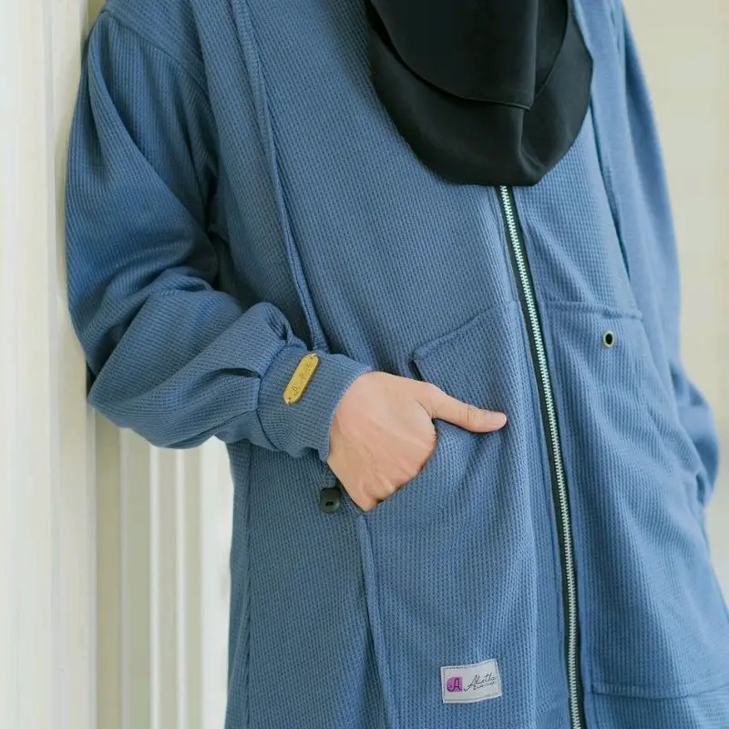 OUTER WANITA MUSLIM FATHIYAH BY ALIETHA Navy Atasan Baju Cardigan Panjang Basic Oversize Kardigan 2