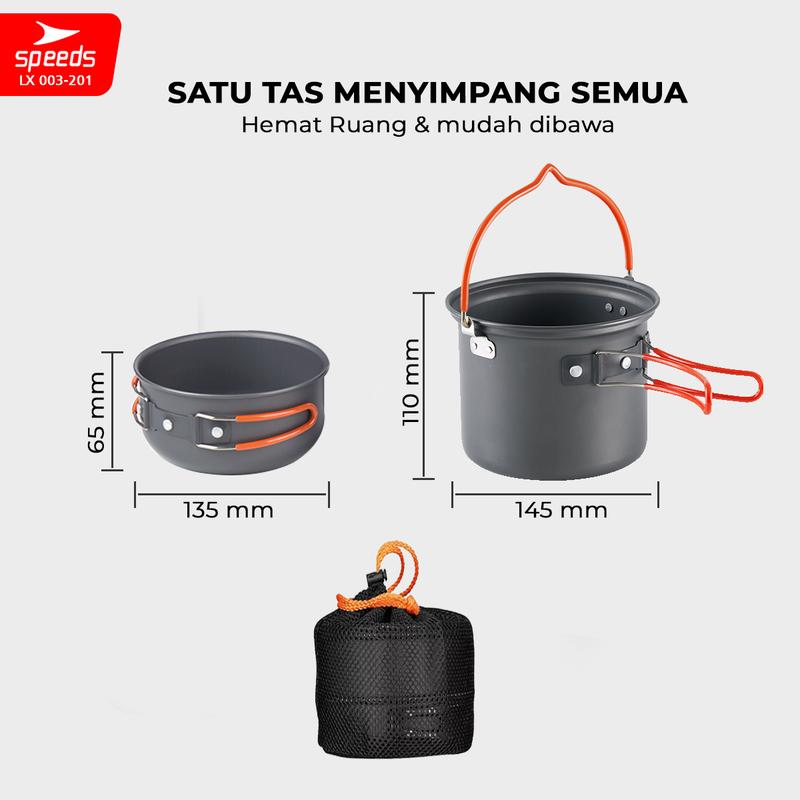 SPEEDS Alat Masak SET Mini Camping Cooking Paket Hiking Pancing Cookware Portable Tas Outdoor Aman  003-201 2