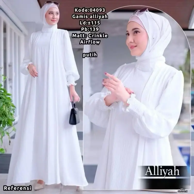 Aliyah Gamis Muslimah Lebaran Bahan Crinkle Airflow Abu-Abu Coklat 2