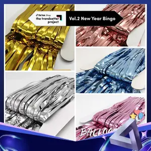 Tirai Metalik Rumbai Foil/Backrop Happy Birthday/Hiasan Ulang Tahun Cantik