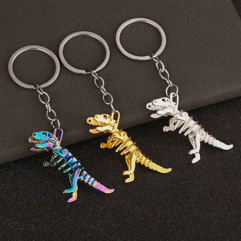Alloy colorful skull dinosaur keychain Halloween skull horror key pendants small gift unicorn gift