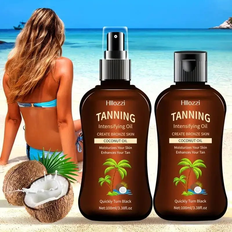 Coconut Oil Self Tanning Set, 2 Counts/set Waterproof Long Lasting Tanning Oil, Moisturizing Body Self-tanners, Outdoor Tanning Oil