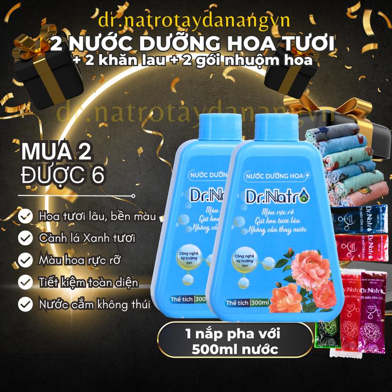 Combo 2 CHAI Nước dưỡng hoa tươi Dr Natro - Giữ hoa tươi lâu 3 - 4 tuần - Màu sắc hoa bền đẹp gấp 3 - 5 lần - Chai 300ml Women Nữ Perfume Cosmetic Nước Hoa Xịt Thơm Trà