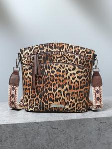 Women's Leopard / Cow Pattern Zipper Crossbody Bag, Fashionable Casual PU Leather Shoulder Bag, Simple All-match Commuter Bag for Daily Used