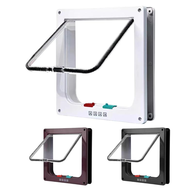 Product Introduction of Trap DoorSmart Pet Door 4 Way Lock Security Flap Sliding Door Controllable Switch Cat Puppy Safety Gate Dog Kitten Flap Door Pet Supplies 13