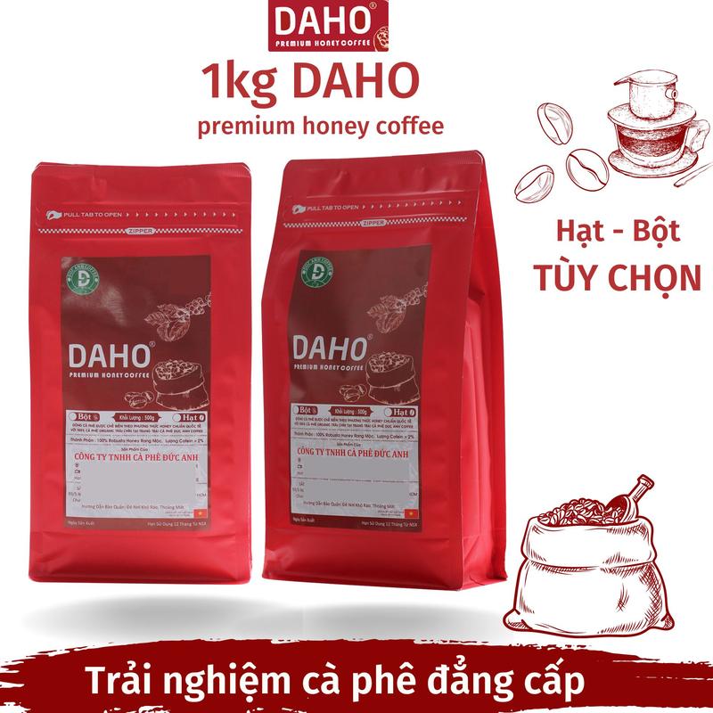  1kg DAHO Cà phê chế biến đặc biệt dùng pha phin pha máy từ nông trại DUC ANH COFFEE 100% trái chín Cafe 