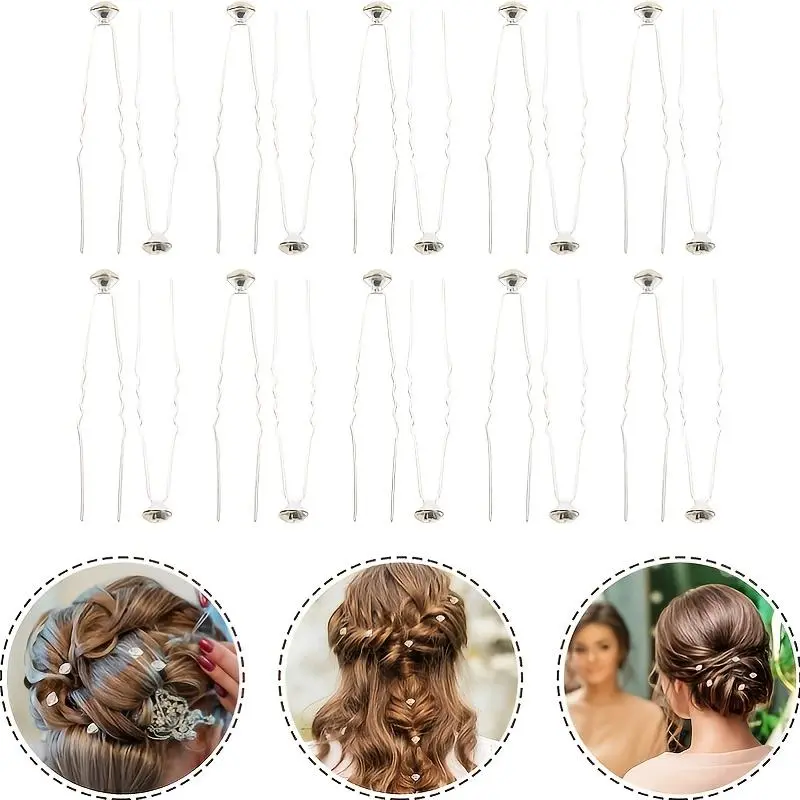 20pcs Rhinestone Decorated Alloy Hair Pin, Bridal Wedding Hair Accessories, Sparkling Hair Accessories for Wedding Bridal Party Formal Occasions 4