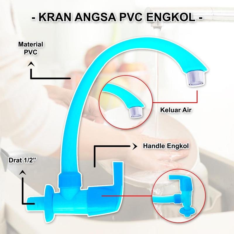 KRAN AIR ANGSA PVC HANDLE ENGKOL - KRAN CUCI PIRING / KRAN WASTAFEL Ungu 1