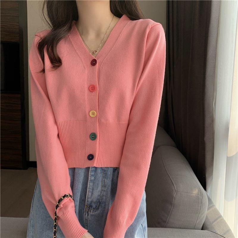 Product Introduction of Áo Thun Dài Tay Cho Nữ, Áo Ngắn Cạp Cao, Cổ Chữ V, Sang Trọng, Hàng Dệt Kim, Mùa Xuân Và Mùa Thu Top 8