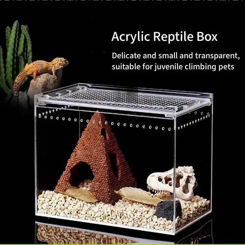 Product Introduction of Transparent Acrylic Reptile Breeding Box Lizard Amphibian Spider Terrarium Leak proof Habitat Arboreal Tarantula Enclosure 0