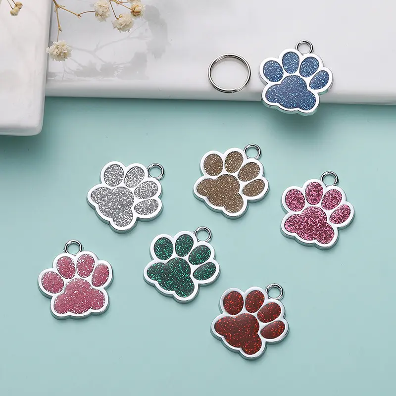 2025 glitter paw print dog tag