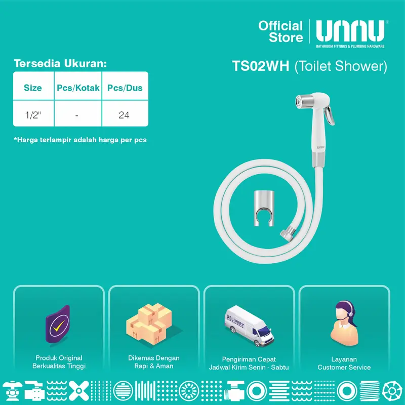 UNNU Jet Shower Toilet Bidet Closet - TS02WH White 2