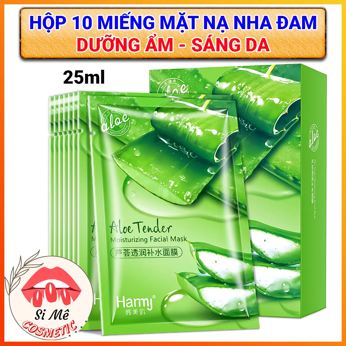 Hộp 10 Miếng Mặt Nạ Nha Đam Dưỡng Da Cao Cấp HOMER Miếng 25ml – Chăm Sóc Làn Da Sáng Mịn, Dưỡng Ẩm