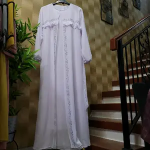 gamis ceruty putih kombi swarozky