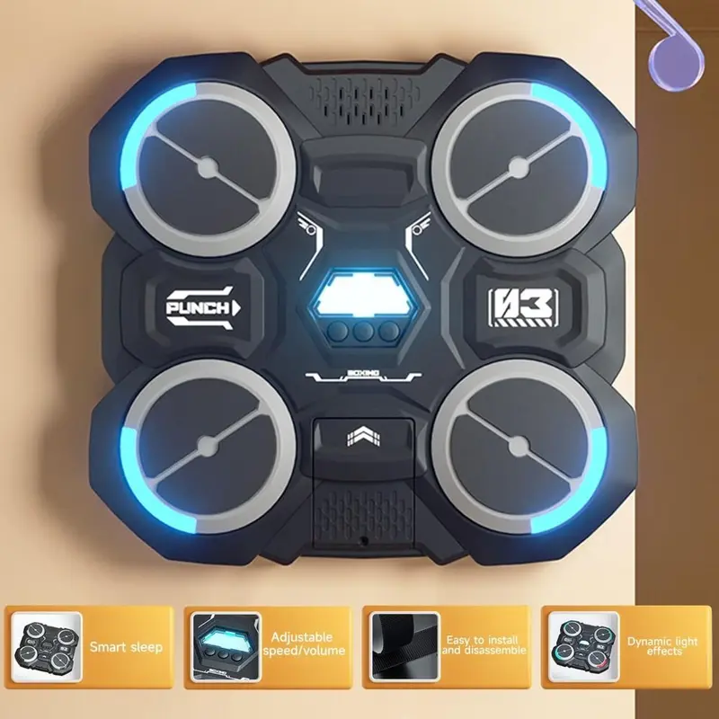 Máy Đấm Bốc Âm Nhạc Thông Minh Thể Thao Đấm Bốc, Thiết Kế Hộp Đựng Mới, Có Bluetooth, Đệm Đấm Bốc, Túi Cát Có Đèn LED Nhanh Nhẹn, Tập Thể Dục Thể Hình, Tập Luyện Phản Ứng, Mục Tiêu Treo Tường Đấm Bốc, Thích Hợp Sử Dụng Tại Nhà 5