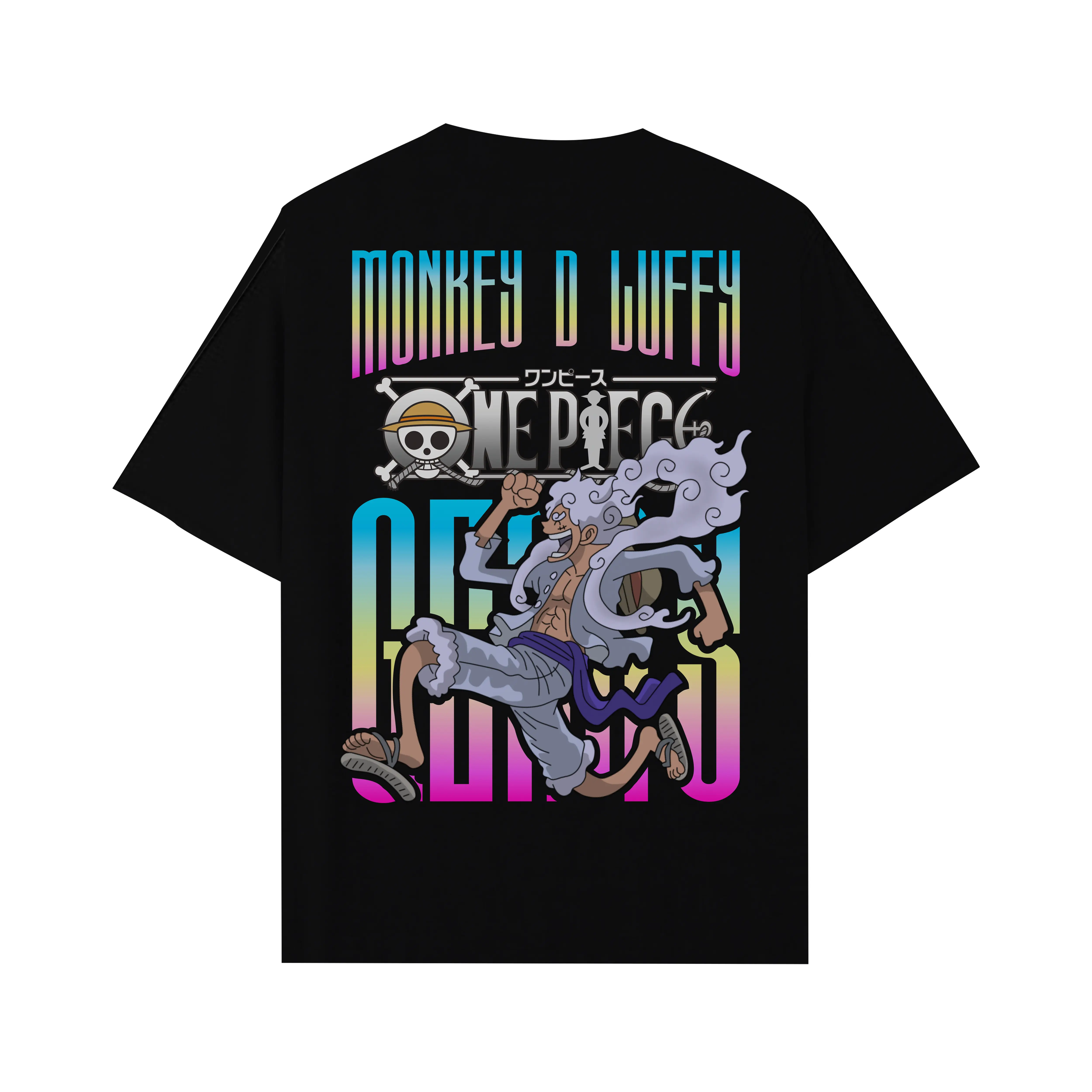 Kaos Anime One piece Luffy Gear5 Sablon Reflektif Rainbow Bahan Cotton Combed 24s High Quality