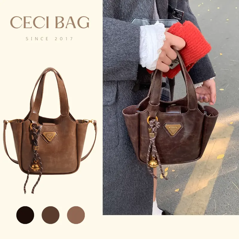 Túi xách da nữ thời trang Hàn quốc túi retro thu đông da mềm kèm charm 9992 0
