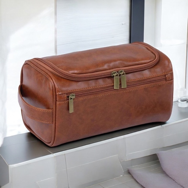 Bolsa Necessaire Impermeavel Grande Feminina Masculina para Viagem - Couro Sintético Eluvo