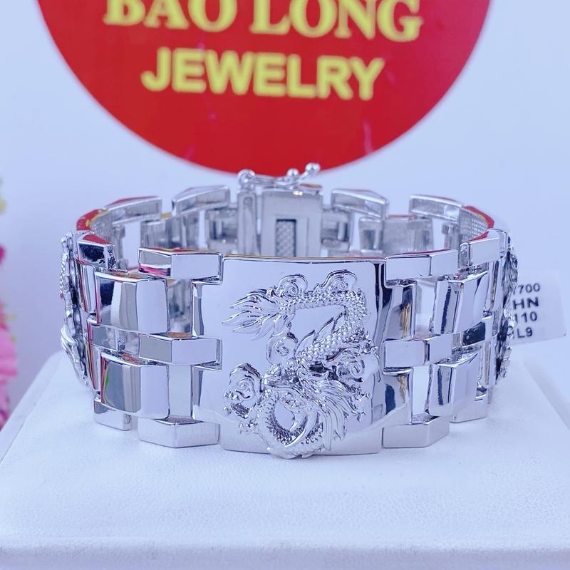 Lắc tay nam rồng 2 lượng xi bạch kim bền đẹp - Trang sức bảo long