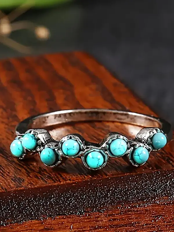 Fashion Turquoise Decorated Ring, Fashion Jewelry for Party, Daily Clothing Decor, Trendy All-match & Exquisite Jewelry for Birthday Gift 0