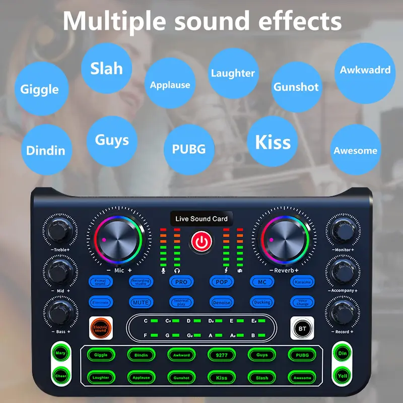 Podcast Equipment Bundle, Audio Interface with Voice Changer & Condenser Microphone, Audio Mixer Perfect for Recording, Broadcasting, Live Streaming 7