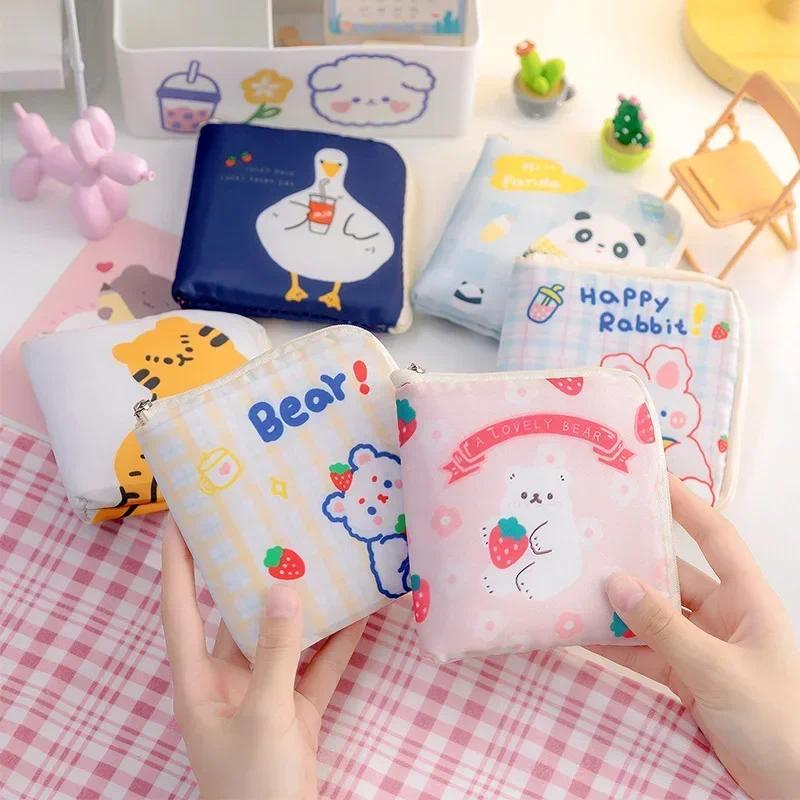 Túi Đựng Băng Vệ Sinh, Thiết Kế Hoạt Hình Kawaii Dễ Thương, Túi Đựng Mỹ Phẩm, Túi Đựng Tiền Xu Mini, Túi Đựng Tai Nghe Và Cáp Dữ Liệu, Túi Đựng Thẻ Tín Dụng ID 0