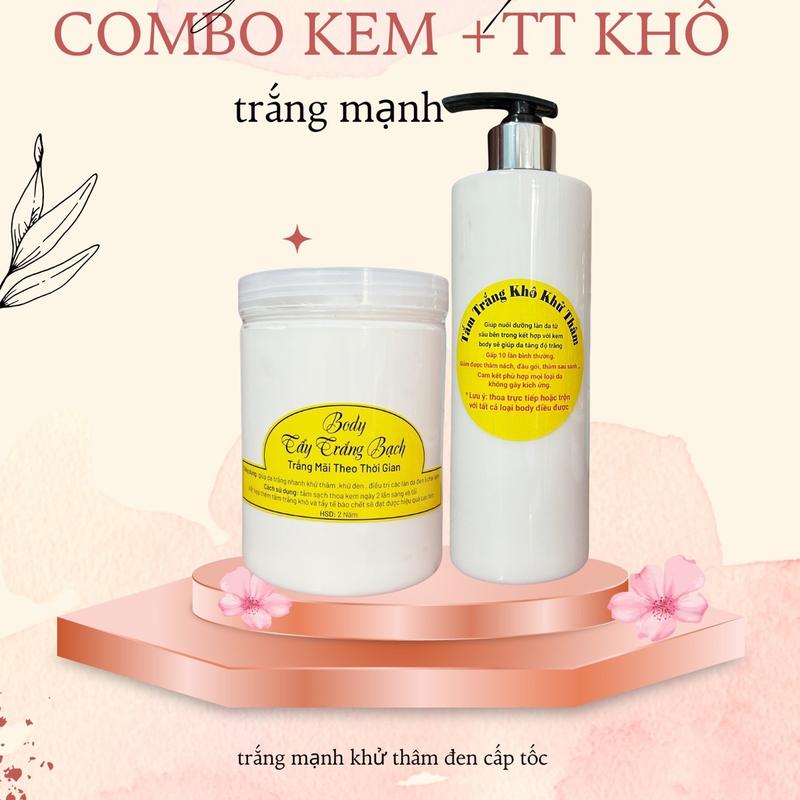 1 KG KEM BODY + 500G TẮM TRẮNG KHÔ siêu trắng Không chứa silicon dưỡng ẩm không có hương liệu _ kem trắng da cấp tốc làm trắng không chứa paraben xua sứckem collagen duong trang hkd kemduỡngda xuhuong kemtron kem ủ mạnh