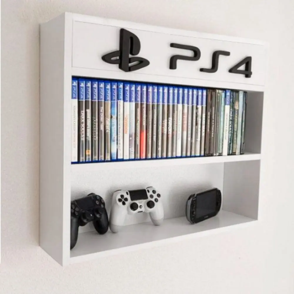 Rak Penyimpanan BD PS4 / Storage Kaset Game PS5 / Rak Playstation Dinding / Rak PS Kayu