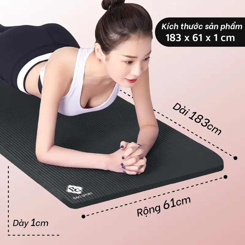 (10mm)BG-Thảm Tập  Yoga Sport Gym Siêu Dày Chất Liệu NBR Chống Trơn Trượt Tốt. Cao Su Tập Gym 5