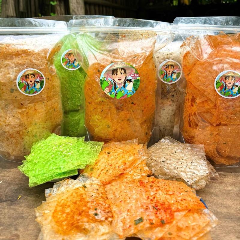 Sét Bánh Tráng 5 Vị 1,25kg ( Sa Tế Tôm, Muối Tôm Hành,Phô Mai Tôm, Lá Dứa Phô Mai, Rong Biển ) mỗi vị 250g Snack Ăn Vặt