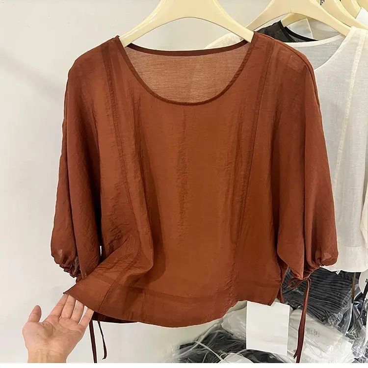 (A1) Shuclothes - Áo Sơ Mi Trung Niên  Nữ Tặng Mẹ Phong Cách Đơn giản Sang Trọng Ứng Dụng Cao Vải Đũi Tơ Mát Nhẹ Thoải Mái Size 40-80kg  Women Top