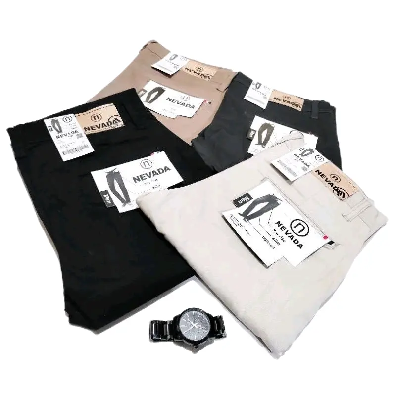 Celana Chinos Panjang Slim-Fitting Premium Abu Cream Hitam Moka Combed Slimfit Tebal Nyaman Katun Ankle Kain Pria Stretch Melar Casual Keren - Skinny 1