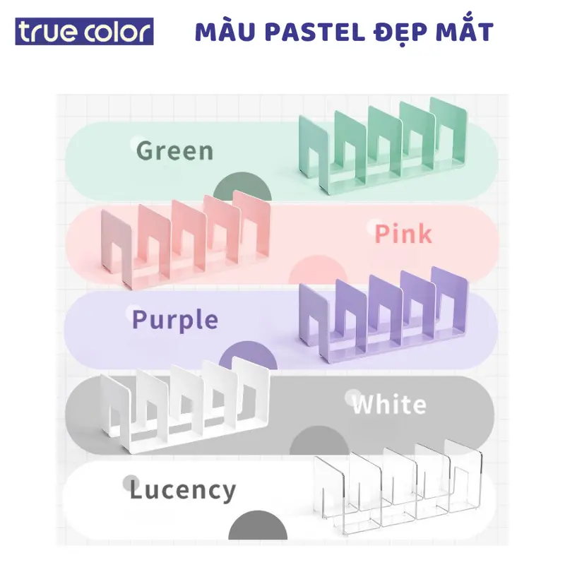 Giá sách để bàn 4 ngăn, kệ đựng sách màu pastel, khay kệ đựng tài liệu văn phòng nhựa cứng, bền đẹp 8