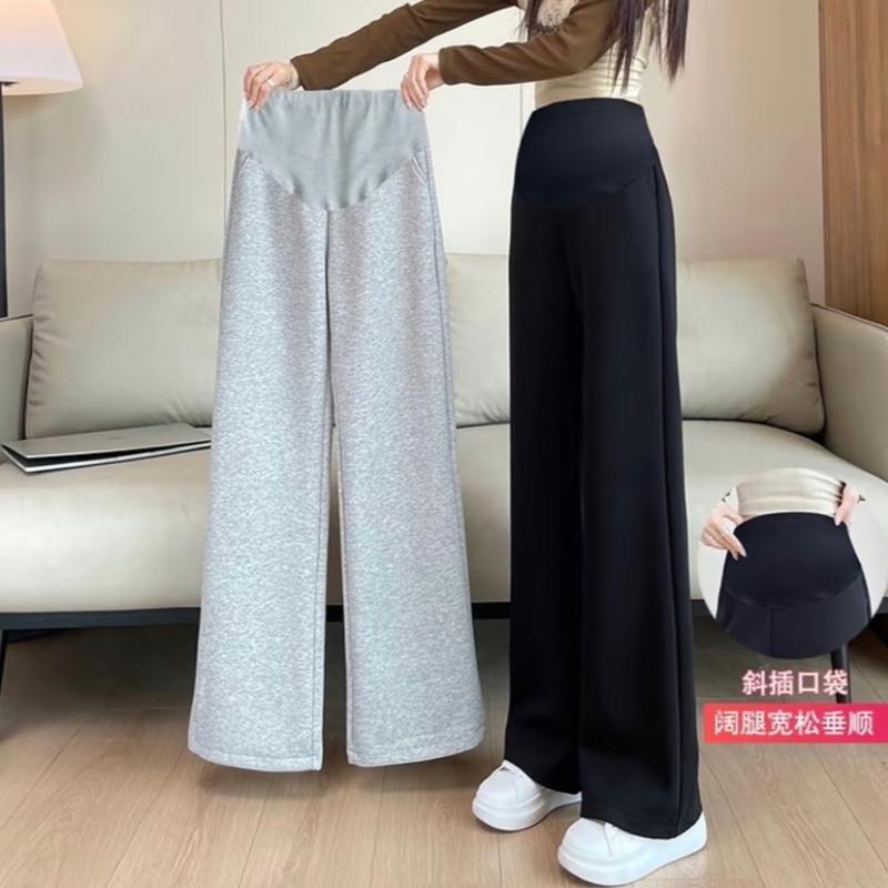 Quần nỉ bầu ống rộng thu đông nỉ tàu phong cách thể thao phù hợp mặc đi làm đi chơi