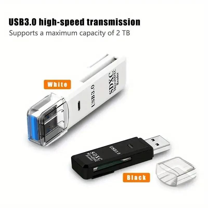 2 in 1 USB 3.0/2.0 Micro SD Card Reader, 1 Count High Speed Multifunctional Data Transfer Card Reader, Compatible with SD Memory Card, TF Card, Phone & Computer 8