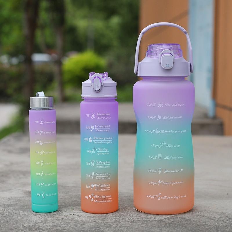 Product Introduction of 900-2000ml 3pcs Set with Time Graduated Space Cup Gradient Water Cup High Capacity Plastic Cups Portable Outdoor Travel Gym Bottles 19
