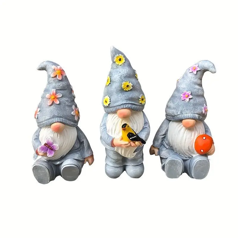 Resin Dwarf Garden Statue, 3 Counts/set Garden Gnome Statue, Indoor and Outdoor Decoration, Home Decor Supplies for Living Room Bedroom Garden